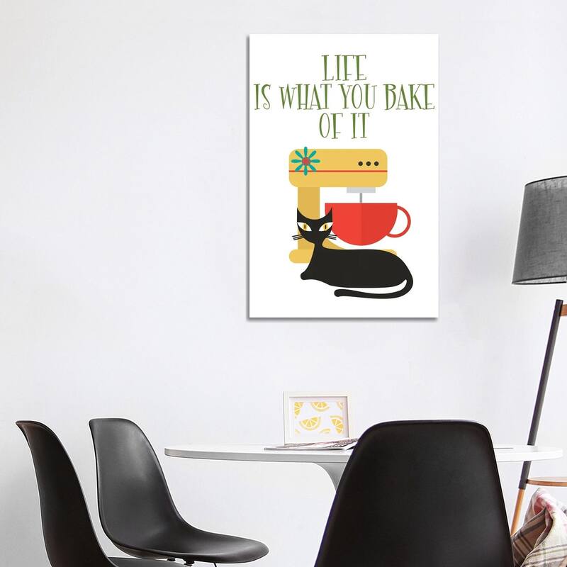 iCanvas "Life Is What You Bake Of It Mod Cat" by Jania Sharipzhanova Canvas Print - 40x26x1.5
