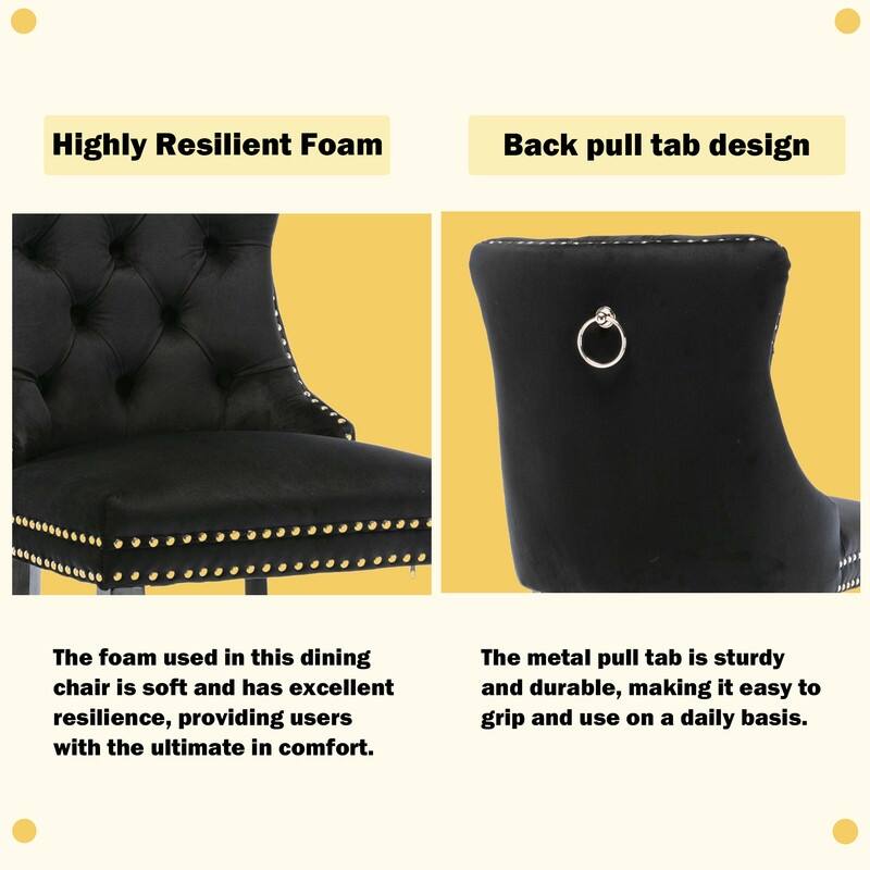 Contemporary Upholstered Velvet Barstools with Button Tufted Set of 2