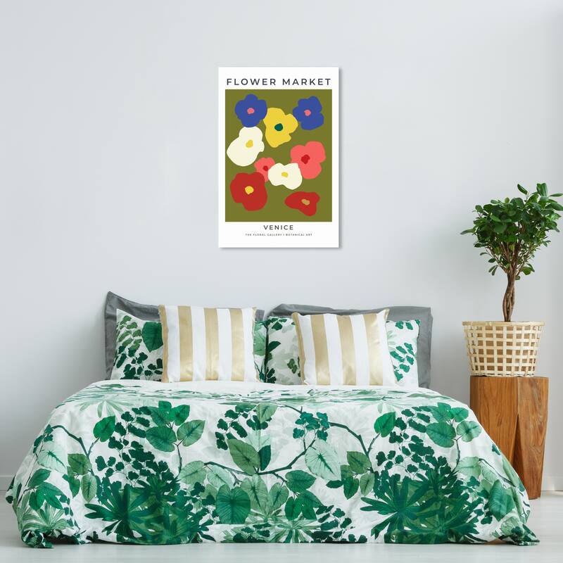 Wynwood Studio Canvas Floral and Botanical Flower Market Venice Green and Modern & Contemporary Wall Art Canvas Print - 36 x 24