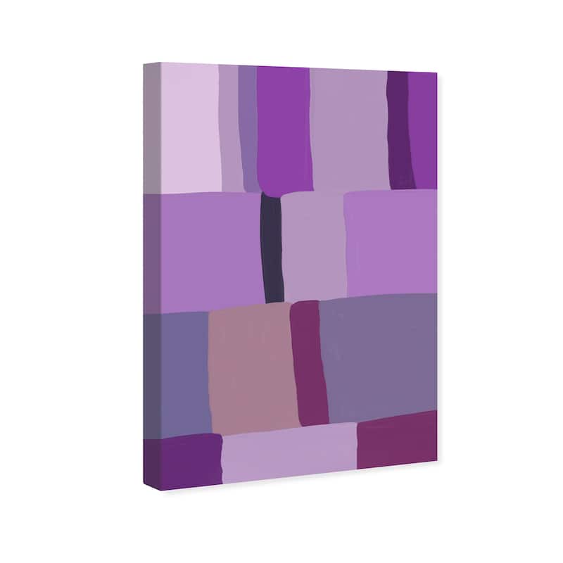 Wynwood Studio Canvas Abstract My Version of Plaid Fabric Purple and Modern & Contemporary Wall Art Canvas Print
