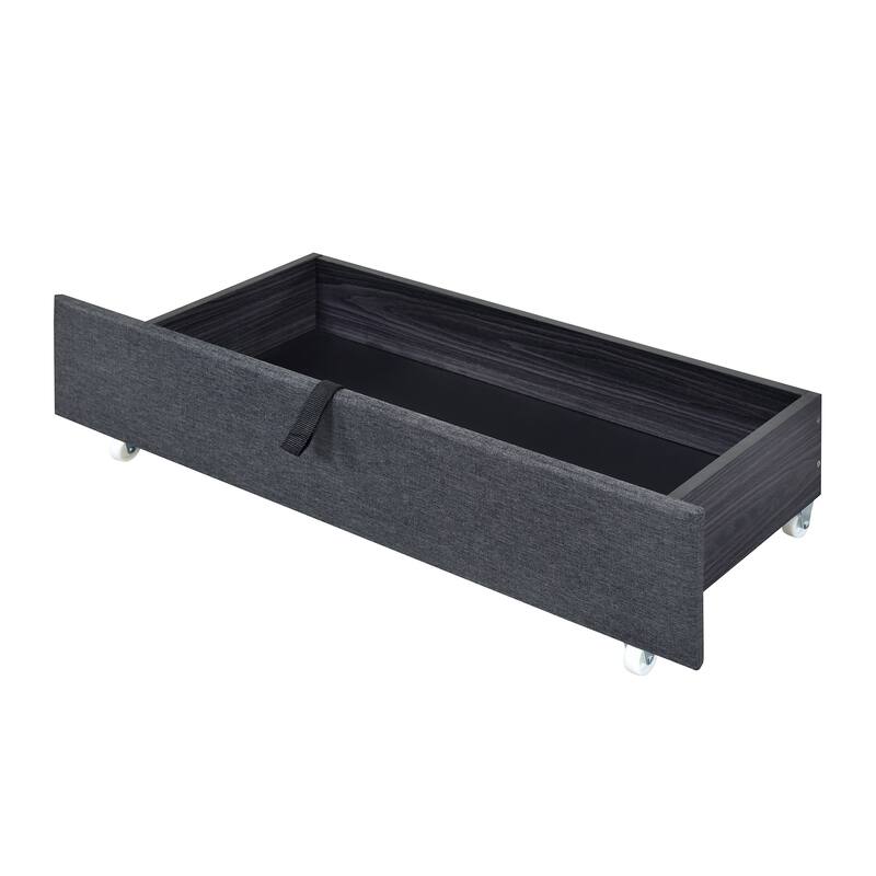 Linen Upholstered Platform Bed Frame with LED Light Headboard & 2 Drawers