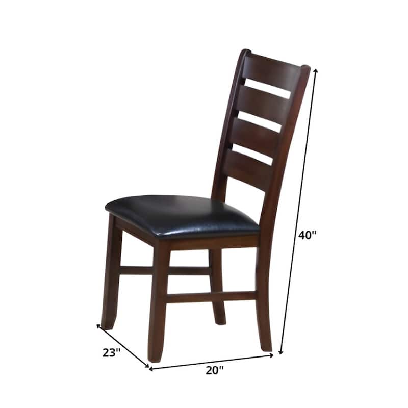 Faux Leather Ladder Back Side Chairs and Solid Wood Set of 2 - 23” L x 20” W x 40” H