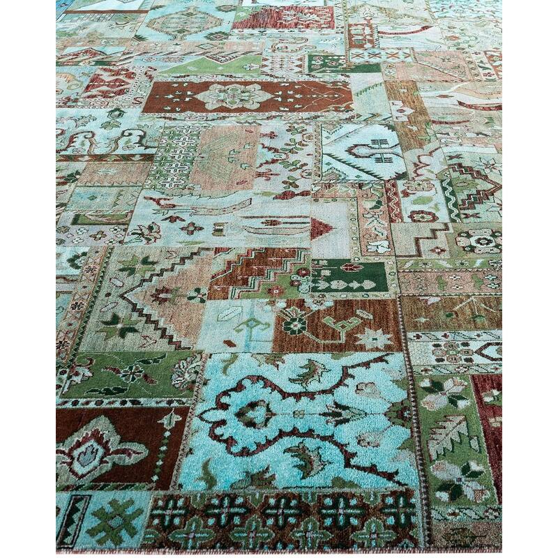 Ikat One-of-a-Kind Hand-Knotted Area Rug, Green - 8' 10" x 11' 10"