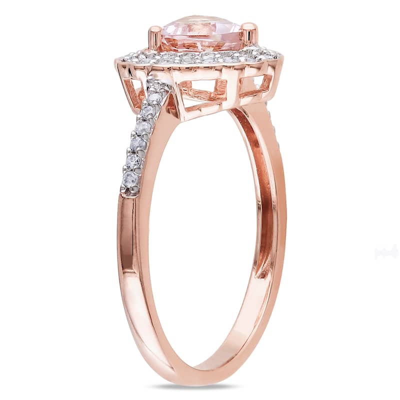 Miadora Heart Shaped 5/8ct TGW Morganite Halo Ring with 1/5ct TW Diamonds in 10k Rose Gold