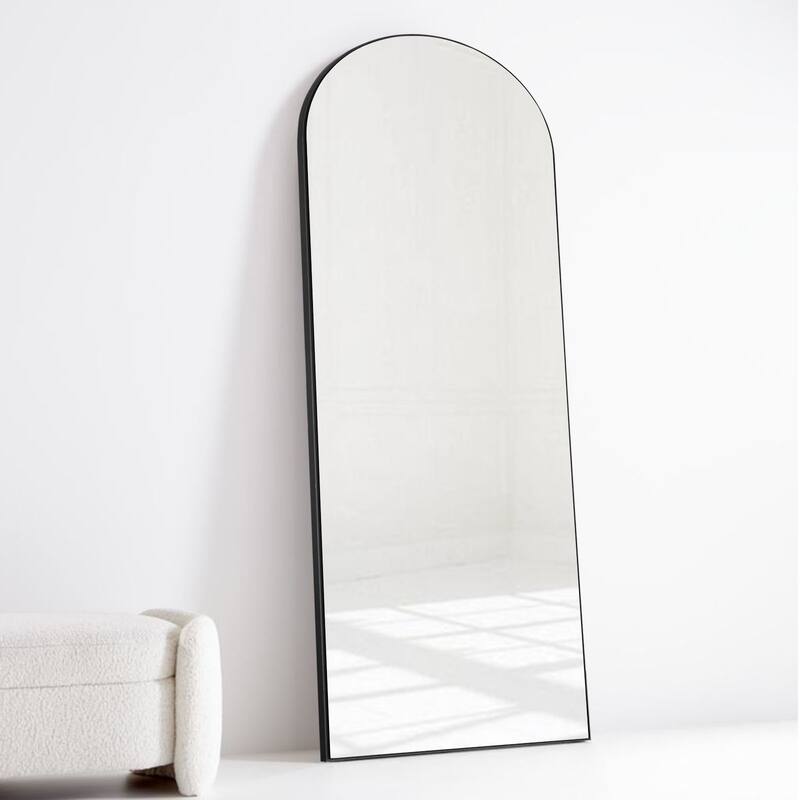 Arched Full Length Standing Floor/ Wall Mirror - 65×22 - Black