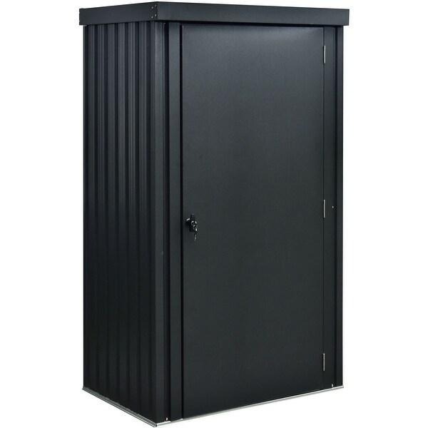 3-Ft. x 3-Ft. x 6-Ft. Galvanized Steel Patio Storage Shed with 3 Removable Shelves and Metal Floor, Dark Gray