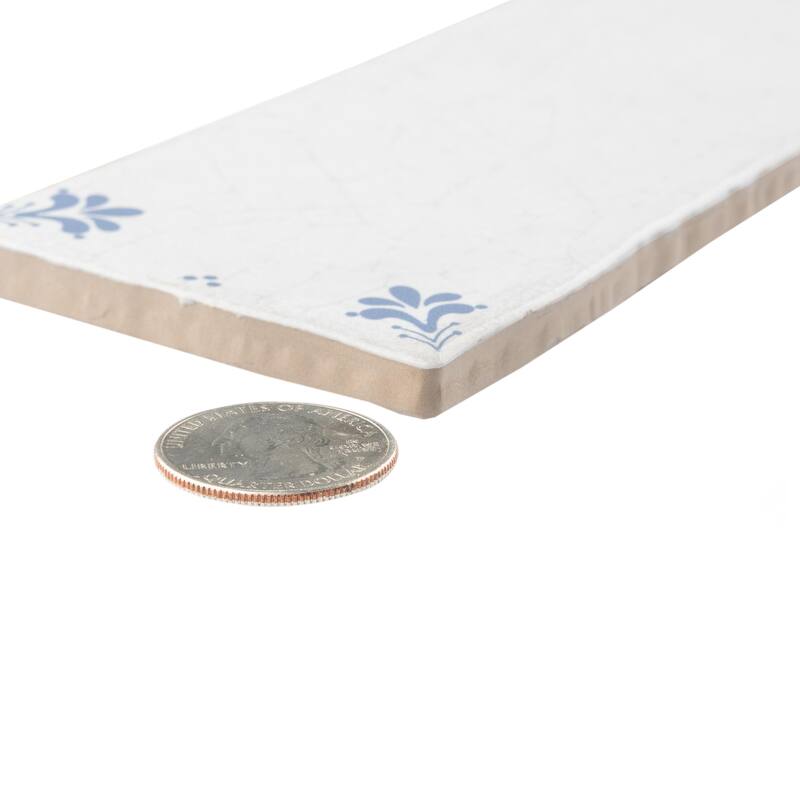 Merola Tile Crackle White Decor 2-7/8" x 11-7/8" Ceramic Wall Tile