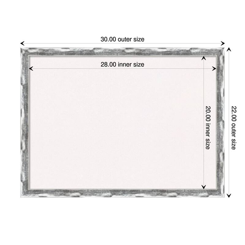 Scratched Wave Chrome Framed White Corkboard Bulletin Board - Board Size 28x20
