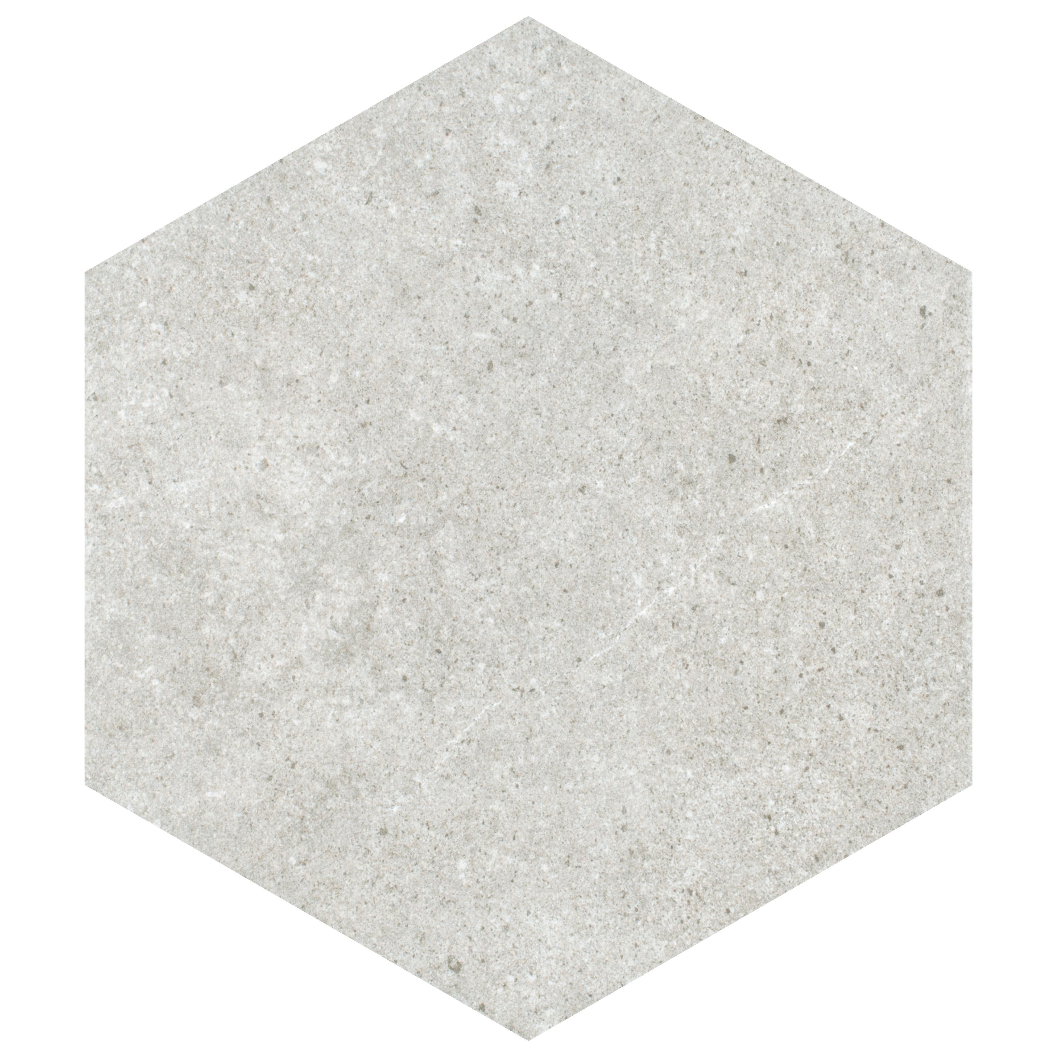 Merola Tile Traffic Hex Silver 8-5/8" x 9-7/8" Porcelain Floor and Wall Tile