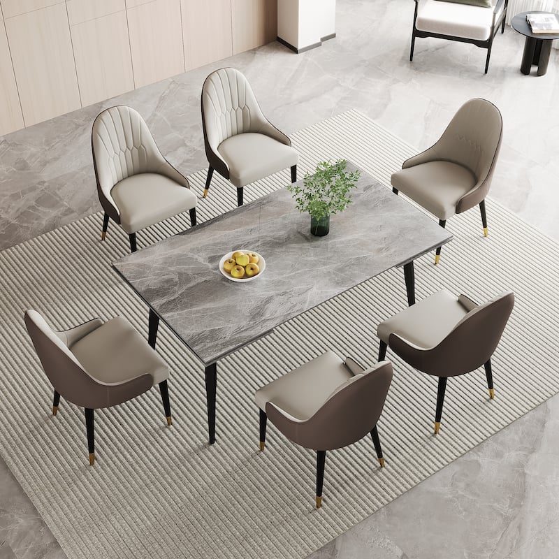 9 - Piece Extendable Sintered Stone Dining Table Dining Set for 8 Person