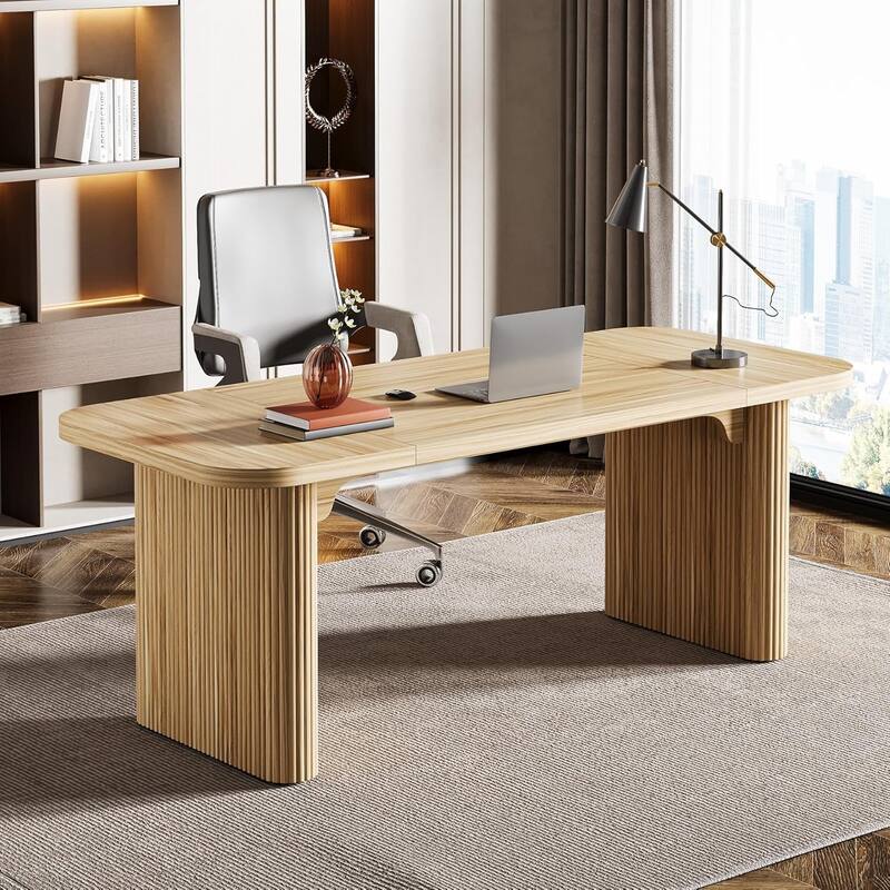 62-Inch Wood Rectangular Executive Desk Large Modern Conference Table for Home Office Boardroom