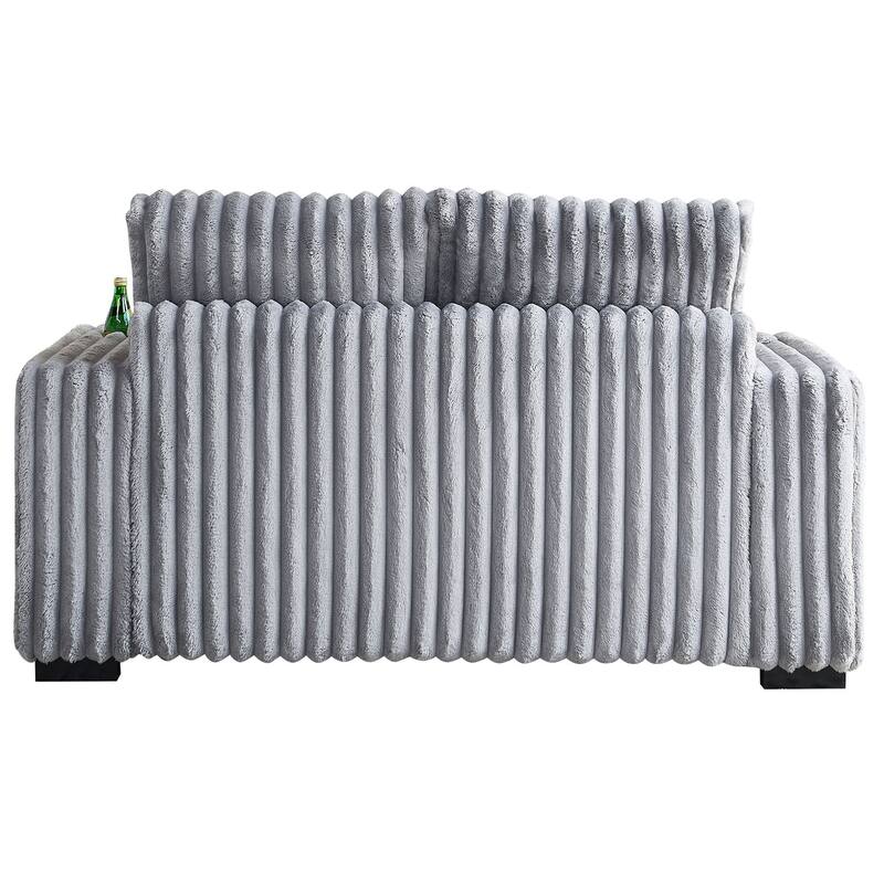 Loveseat Recliner Sofa, with Ottoman and Cushions, 4 Pillows Tufted Couch wCup Holder & Wireless Charger Lounge Couch