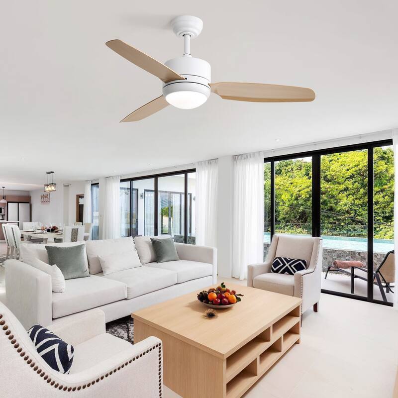 6-Speed Remote Control Ceiling Fan with 3-Color Changing Light & Timer Function, Reversible DC Motor
