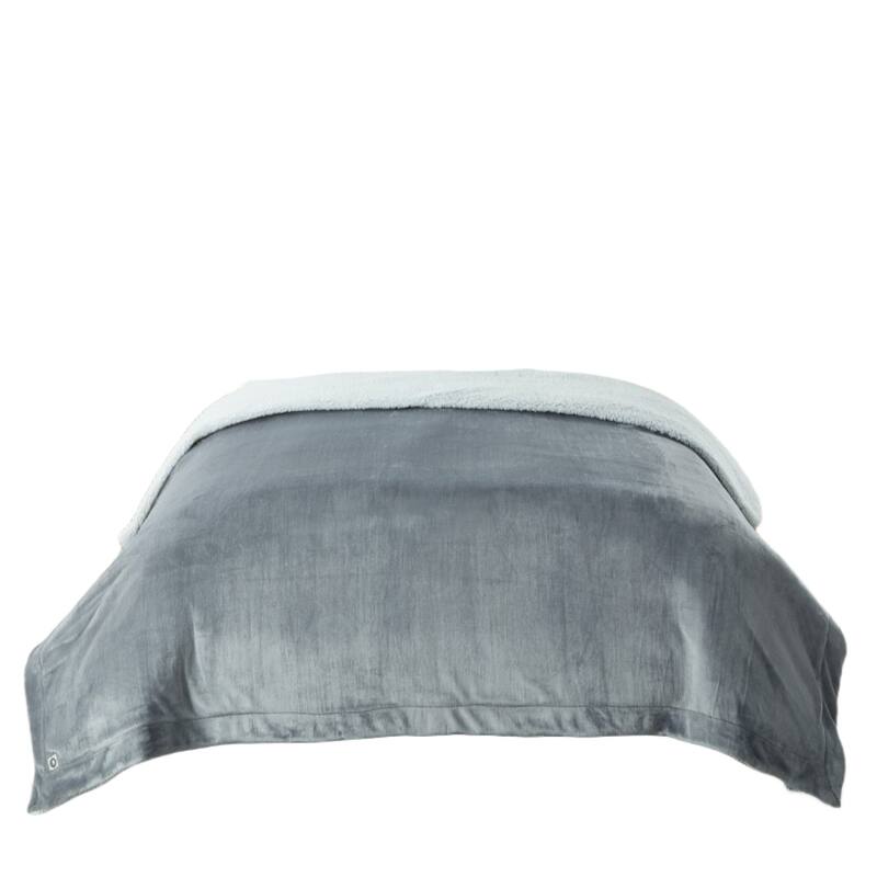 80" X 60" Light Gray Knitted Polyester Plush Throw Blanket