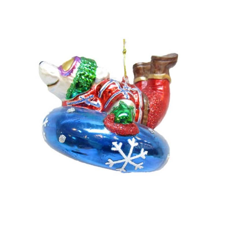 Polar Bear on Snow Tube Christmas Holiday Ornament December Diamonds - Multi