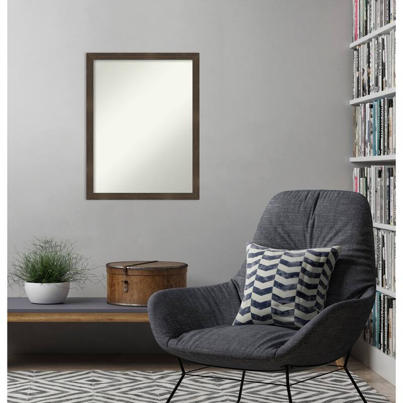Woodgrain Stripe Non-Beveled Wood Framed Wall Mirror