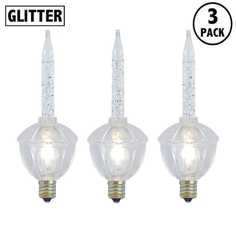 3 Pack Christmas Bubble Light Replacement Pack, Clear with Silve Glitter Liquid