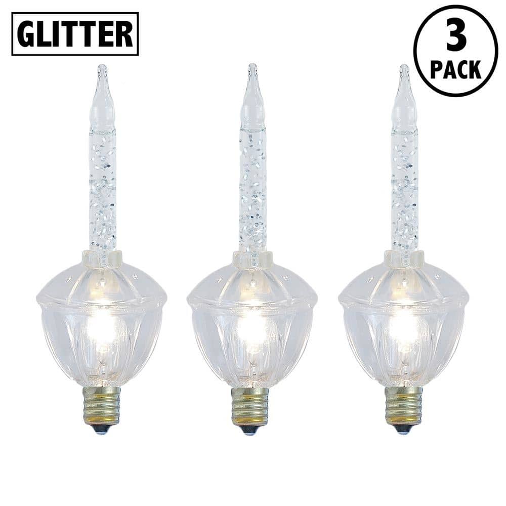3 Pack Christmas Bubble Light Replacement Pack, Clear with Silve Glitter Liquid