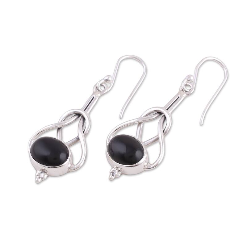 Sterling Silver 'Vision Path' Onyx Earrings