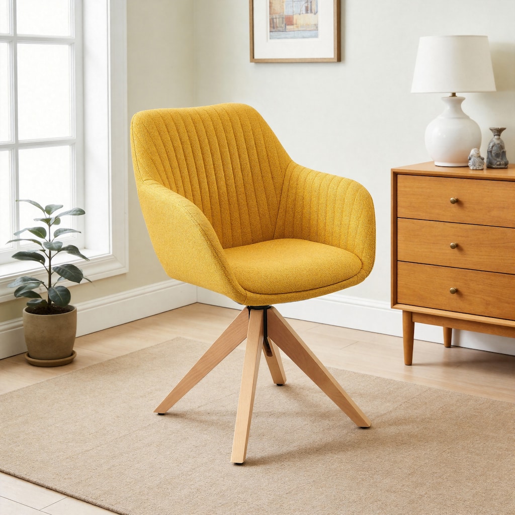 Art Leon Modern Home Office Swivel Arm Accent Chair with Wood Legs