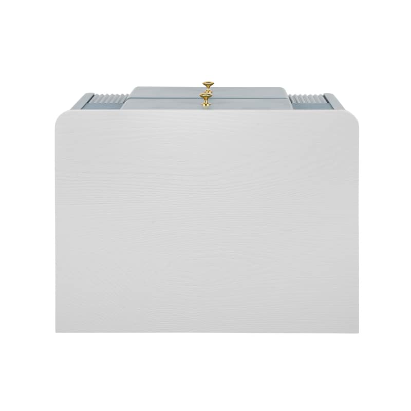 Modern Nightstand with 2 Storage Drawer, Fluted Bedside Table with Golden Metal Handles and Legs