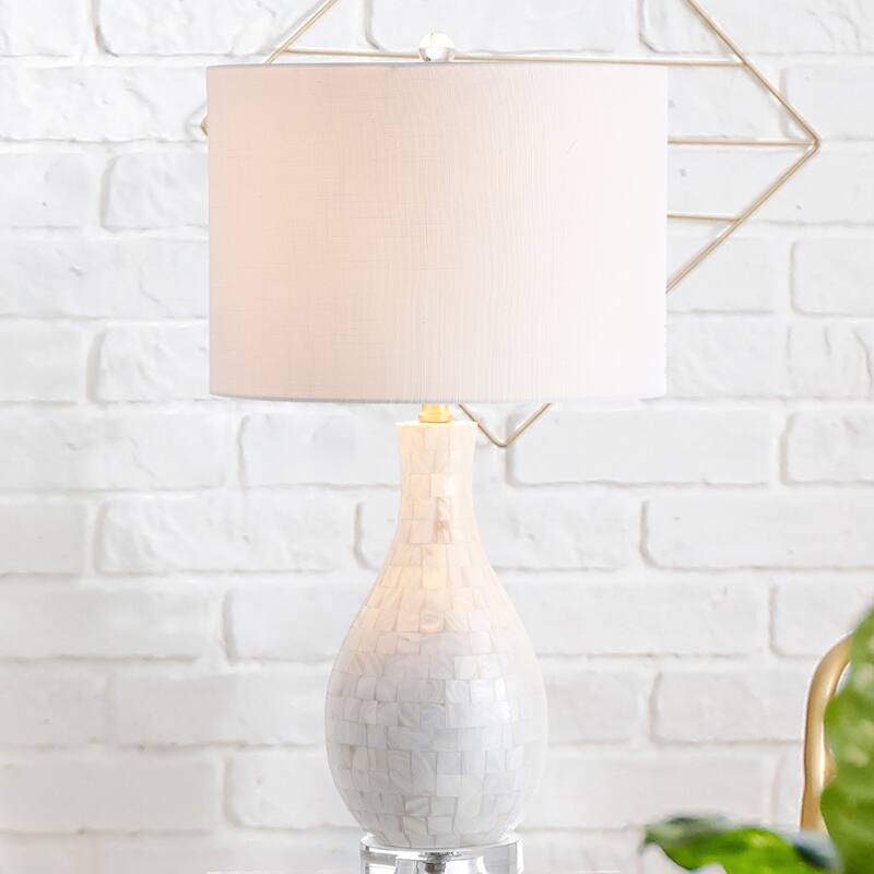 Cannon 26.5" Seashell LED Table Lamp, White by JONATHAN Y