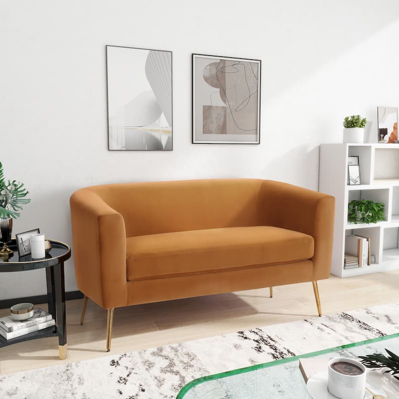 Mava Textured Fabric Loveseat by Christopher Knight Home - Turmeric+Velvet