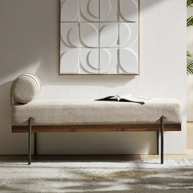 Damacio Entryway Bench with Removable Pillow - Beige