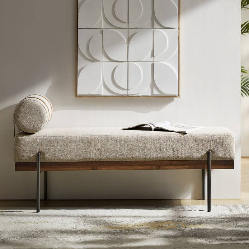 Damacio Modern Entryway Bench with Removable Pillow and Metal Legs
