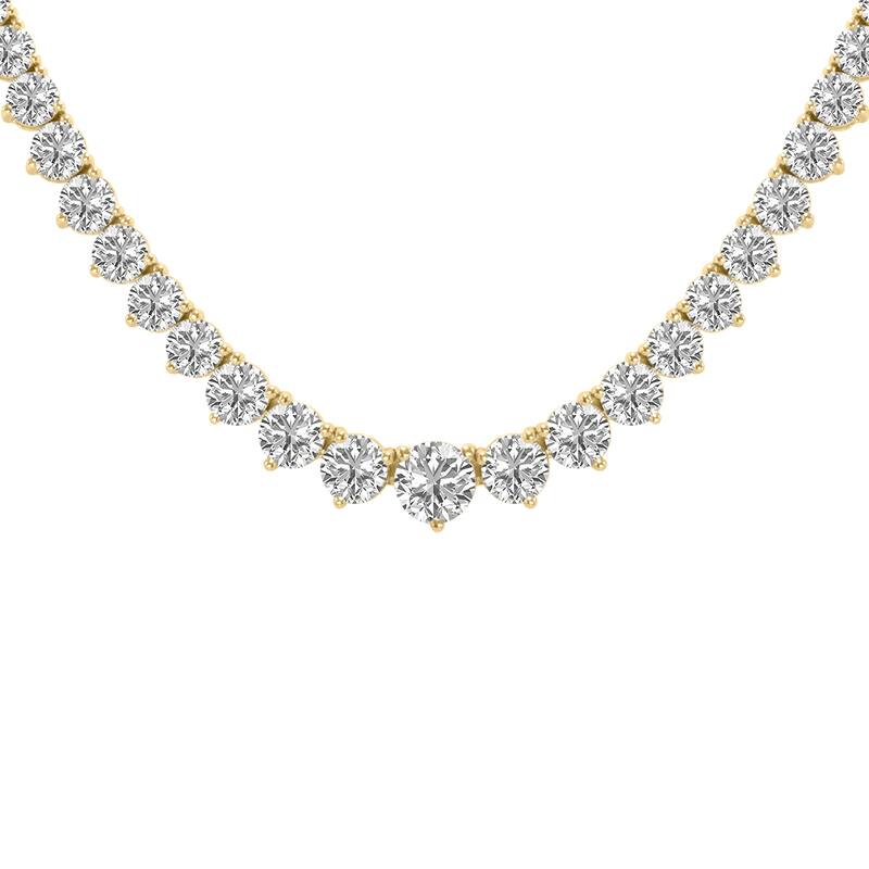 Marquee 15 Carat TW Graduated Lab Grown Diamond Tennis Necklace in 14K Yellow Gold