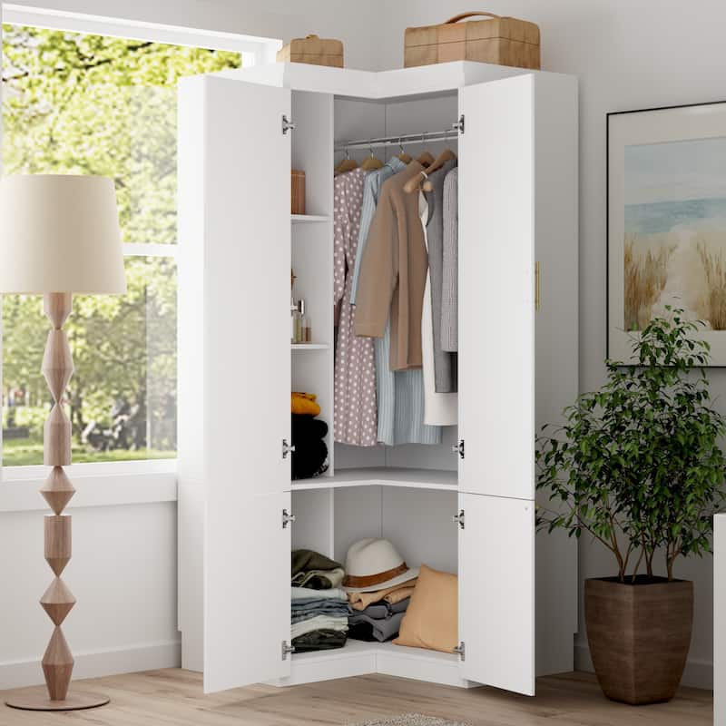 93.9"H/74.2"H Armoires Wardrobe Closet Cabinet Hanging Drawers Storage