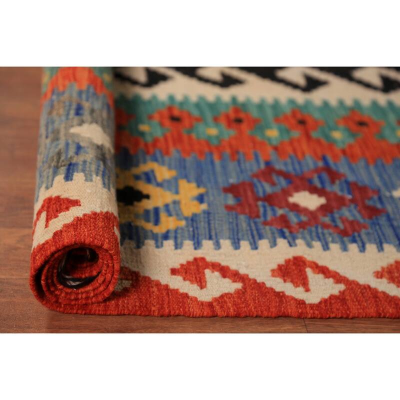 South Western Style Kilim Oriental Rug Flatweave Bedroom Wool Carpet - 8'4"x 9'9"