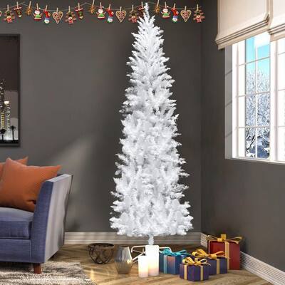 6.5ft White Flocking Tied Light Christmas Tree