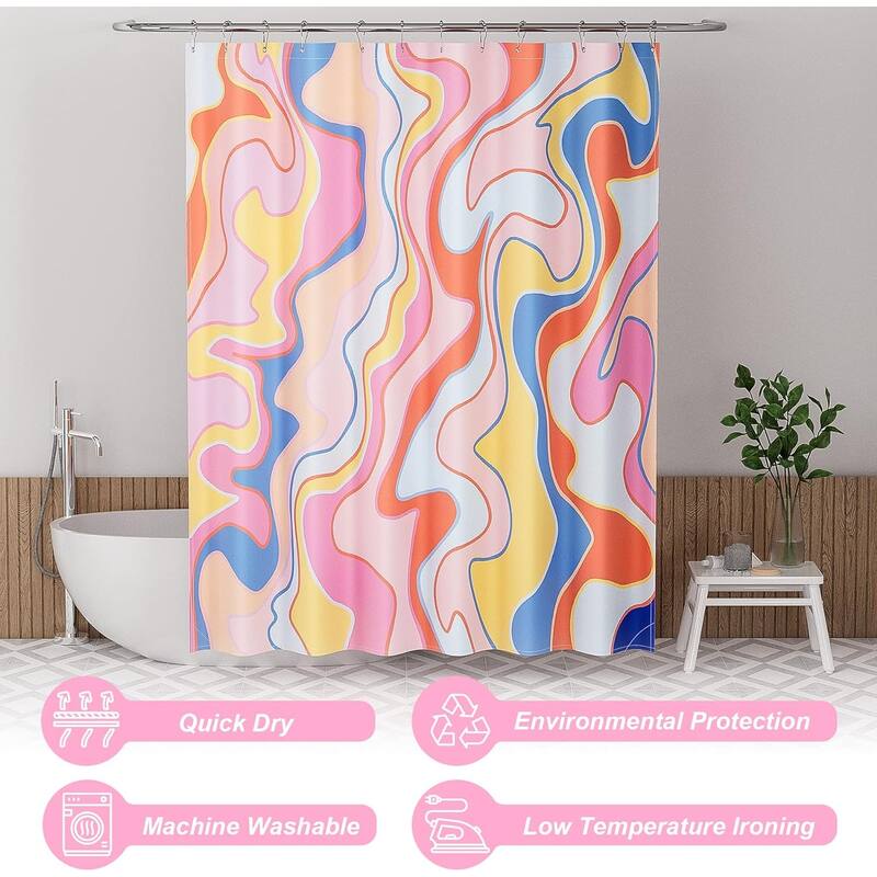 Shower Curtain Sets, Abstract Cloth with 12 Shower Curtain Hooks