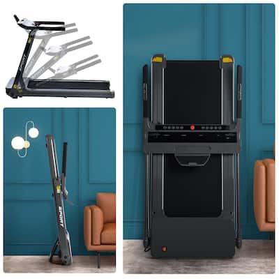 Folding Electric 3.5HP Treadmill Medium Running Machine Motorised Gym 330lb,Portable Compact Treadmill