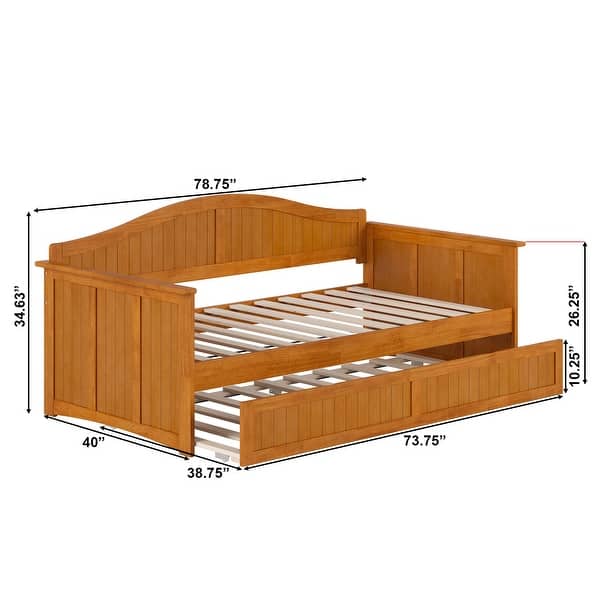dimension image slide 1 of 4, Nantucket Twin Wood Daybed with Twin Size Trundle