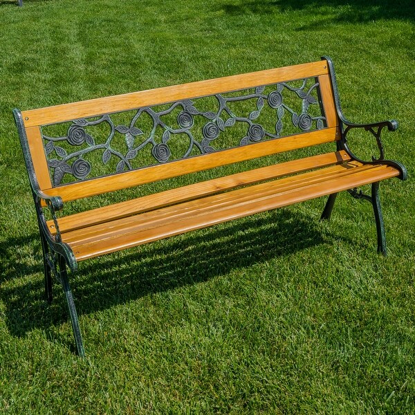 Shop Belleze Patio Park Garden Bench Porch Path Chair Outdoor Deck Cast ...
