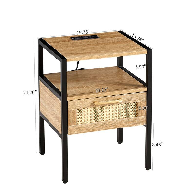 1-Piece or 2-Piece 15.75" Rattan Side Table