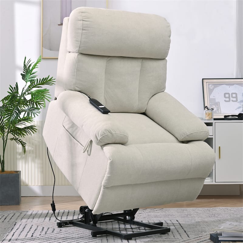 Power Lift Recliner Chair for Elderly, Electric Fabric Recliner Chair - Light Gray