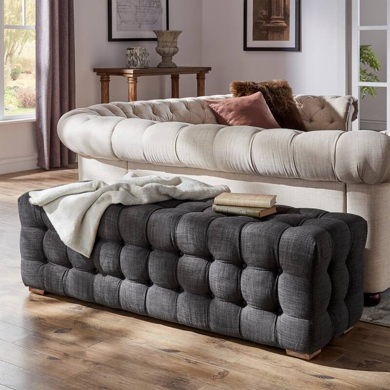 Gdansk Linen Fabric Tufted Bench