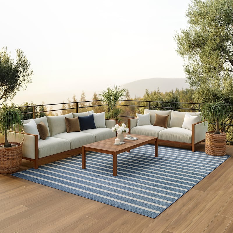 Nourison Positano Indoor/Outdoor Striped Area Rug.