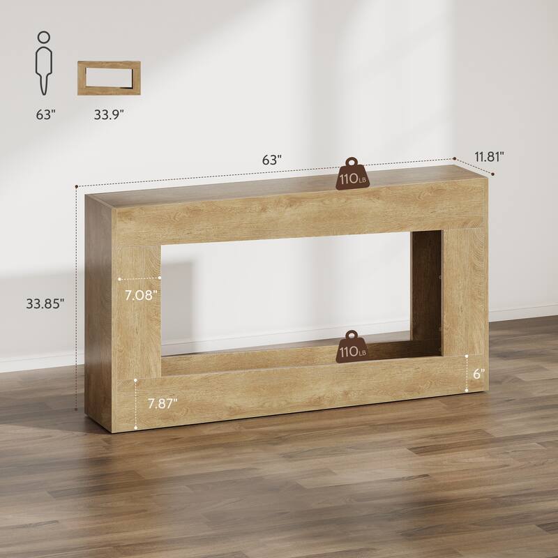 63-Inch Wood Console Table, Long Entryway Table with Storage Shelf, Farmhouse Narrow Sofa Table