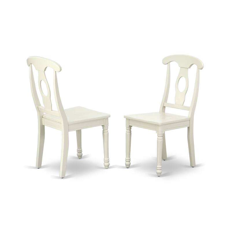 HomeStock 5-Piece Round Linen White Finish Solid Wood Top Dining table with 4 Chairs with Lattice Back