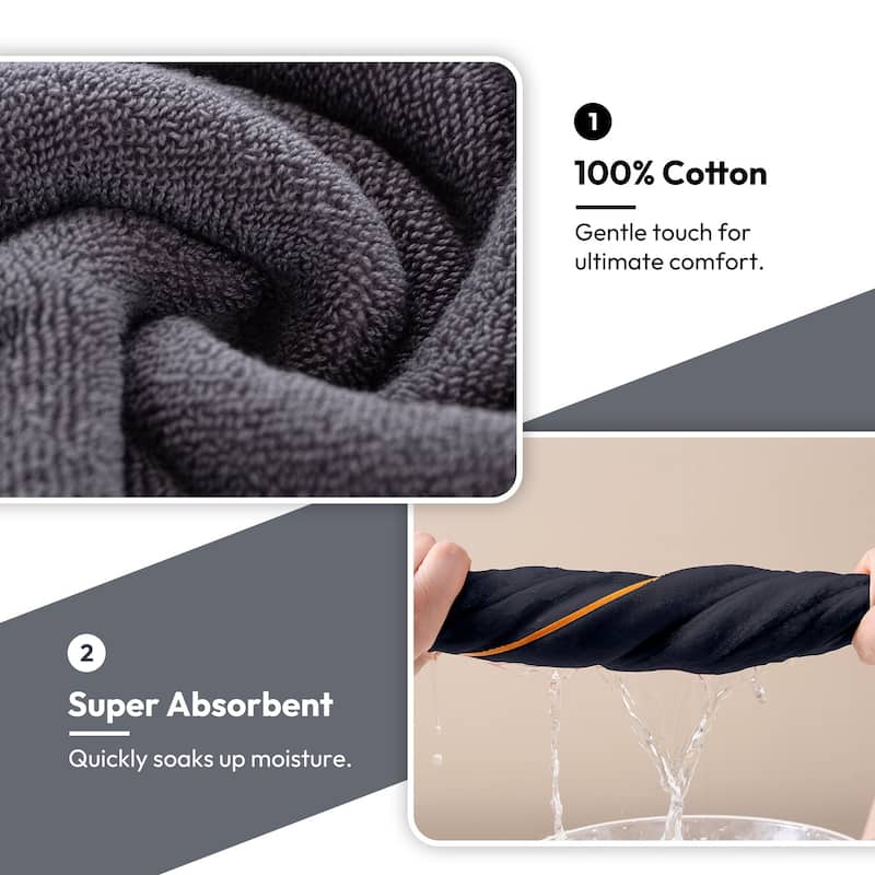 JML 8-Piece Cotton Bath Towel Set - Hotel Quality Bathroom Towels