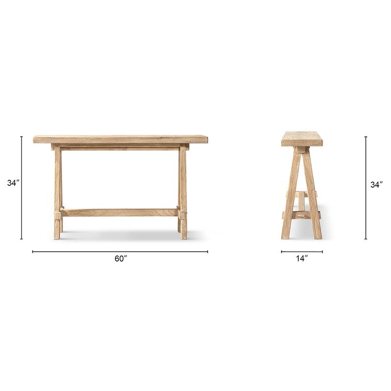 Jennifer Taylor Home Hawthorne 60" Solid Reclaimed Elm Trestle Console Table