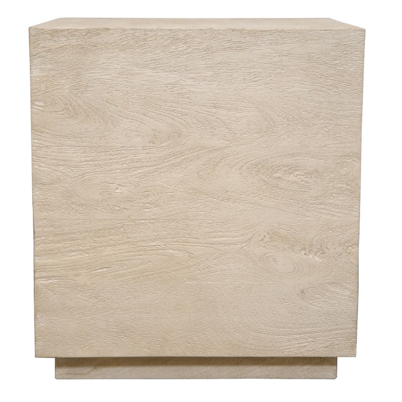HomeRoots 20" Natural Distressed Solid Wood Square Block End Table - 18.00 in. x 20.00 in. x 18.00 in.
