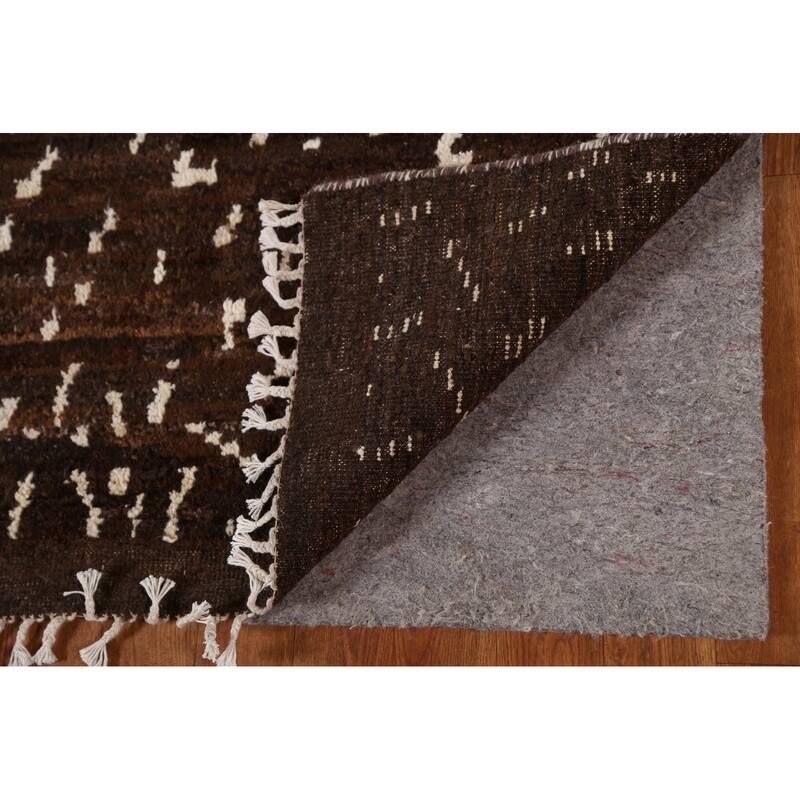 Hand Knotted Oriental 100% Wool Carpet Tribal Tribal Brown Moroccan Area Rug - 8' 2'' X 5' 7''