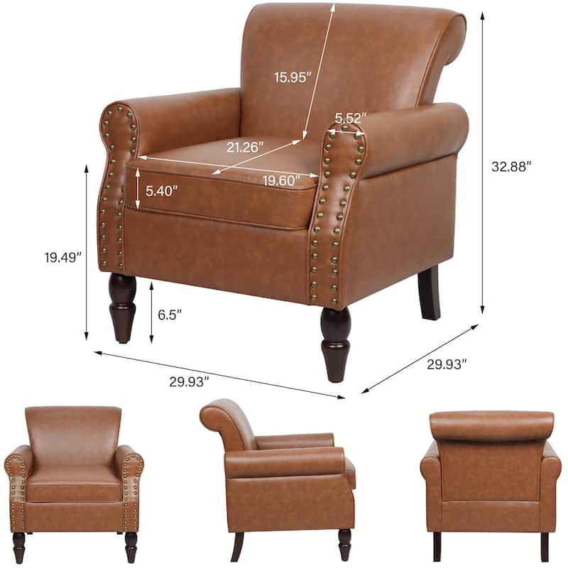 Mid-Century Modern Accent Chairs with Nailhead Trim