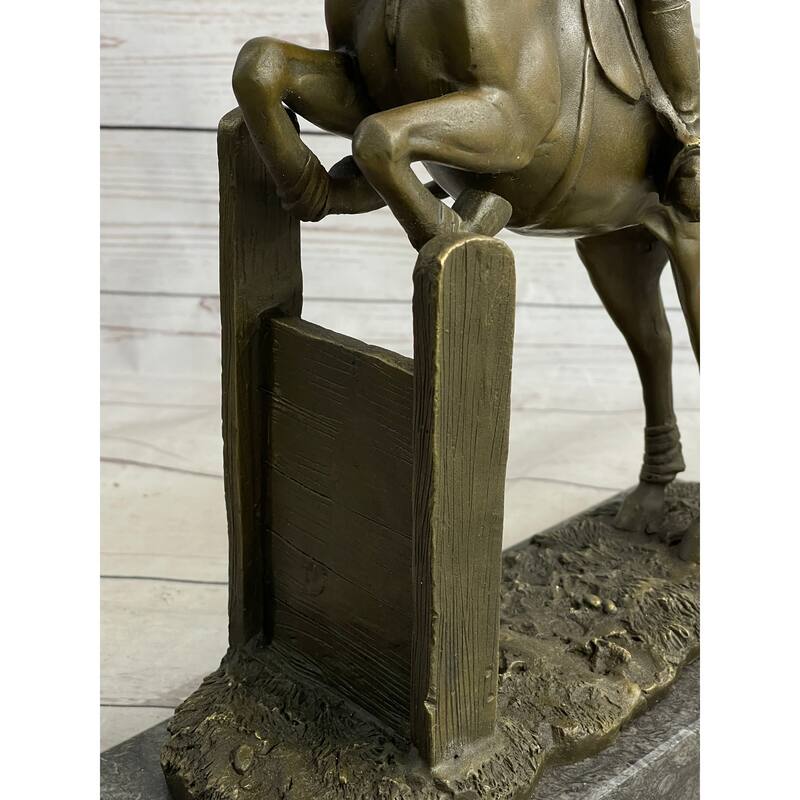 Hot Cast Original American Artist Fisher Jockey Bronze Sculpture Marble Base Art