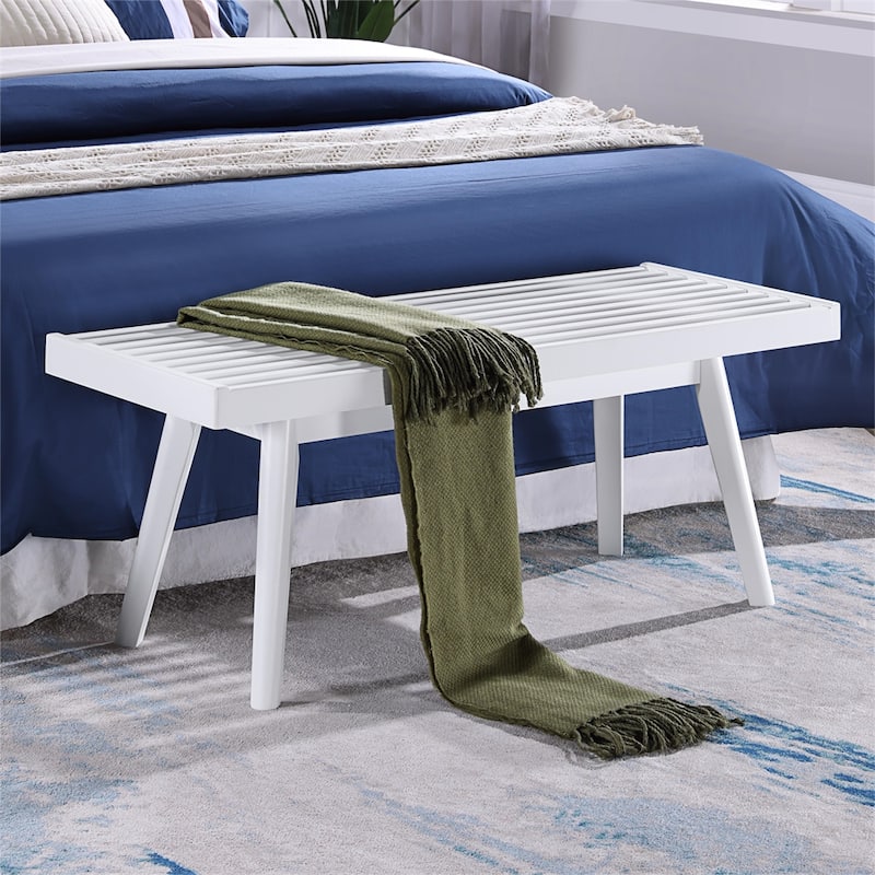 41.30" Wood Slatted Bench with Tapered Legs